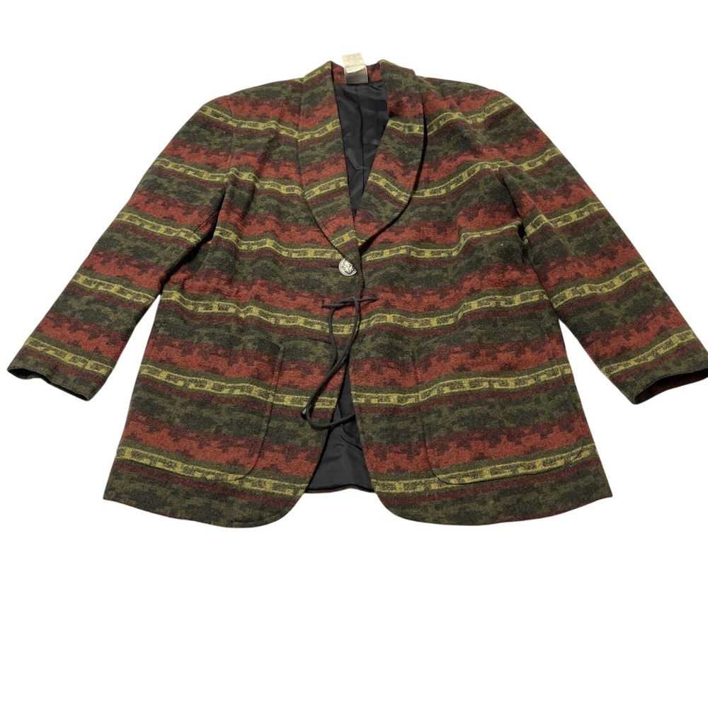 Vintage Gantos Southwestern Blazer Wool Blend Size M Aztec Western Blazer Tribal - Picture 3 of 11